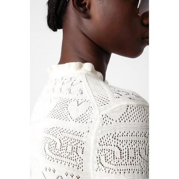 NEW ZADIG & VOLTAIRE taho dentelle sweater in ecru - Picture 5 of 5
